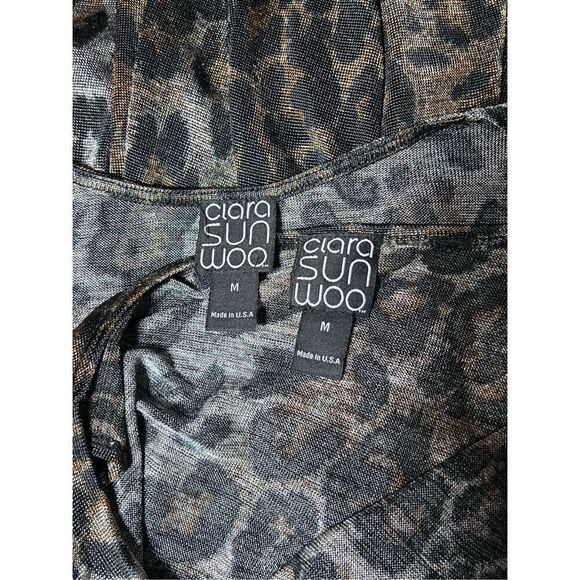 Clara Sun Woo Leopard Print 2pc Long Sleeve Tunic Set with Tank Size Medium - Picture 4 of 4